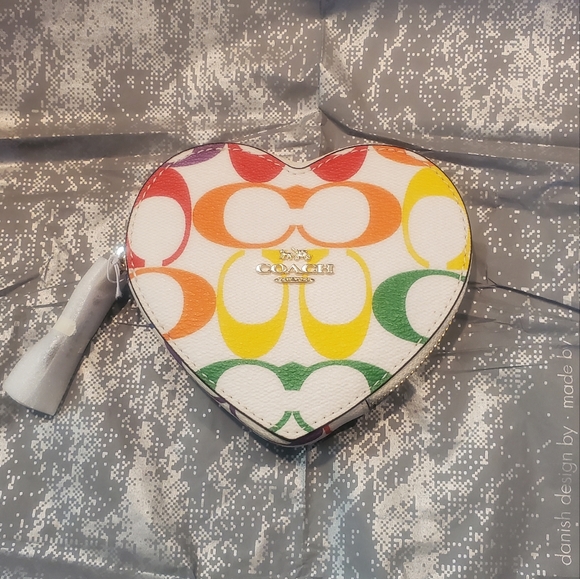Coach Limited Edition Rainbow Heart Coin Purse - Picture 2 of 6